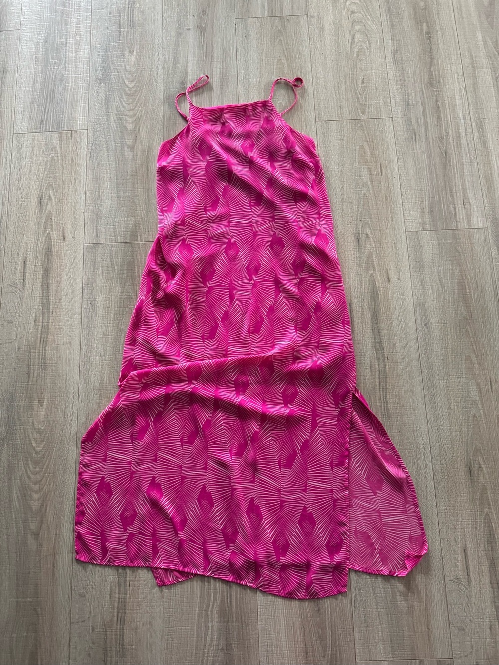 Vince Camuto Hot Pink Geometric Slip Maxi Dress